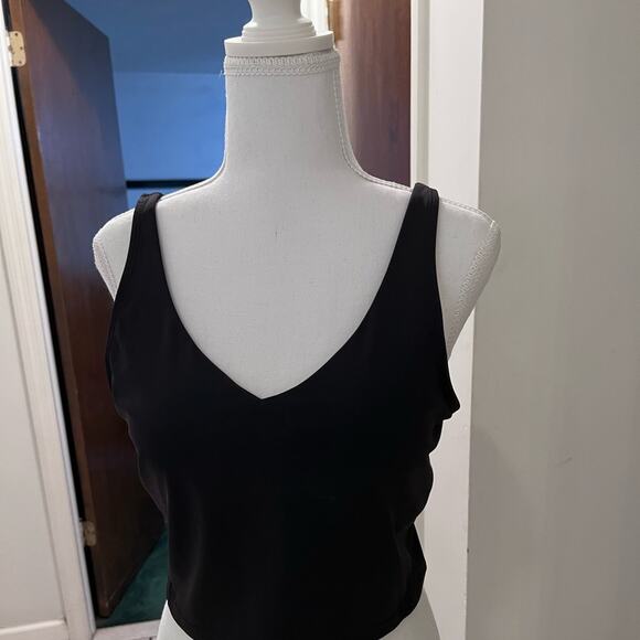 Amazon black crop top v neck crop top size lg - Picture 1 of 5